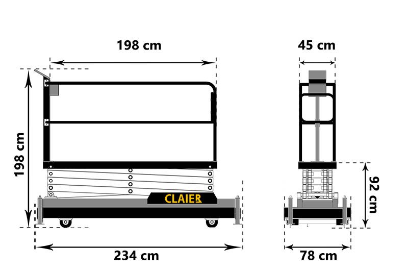 ابعاد بالابر گلخانه GT800